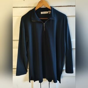 Chaus Sport Women's Activewear 1/4 Zip Navy Long Sleeve Pullover | XL